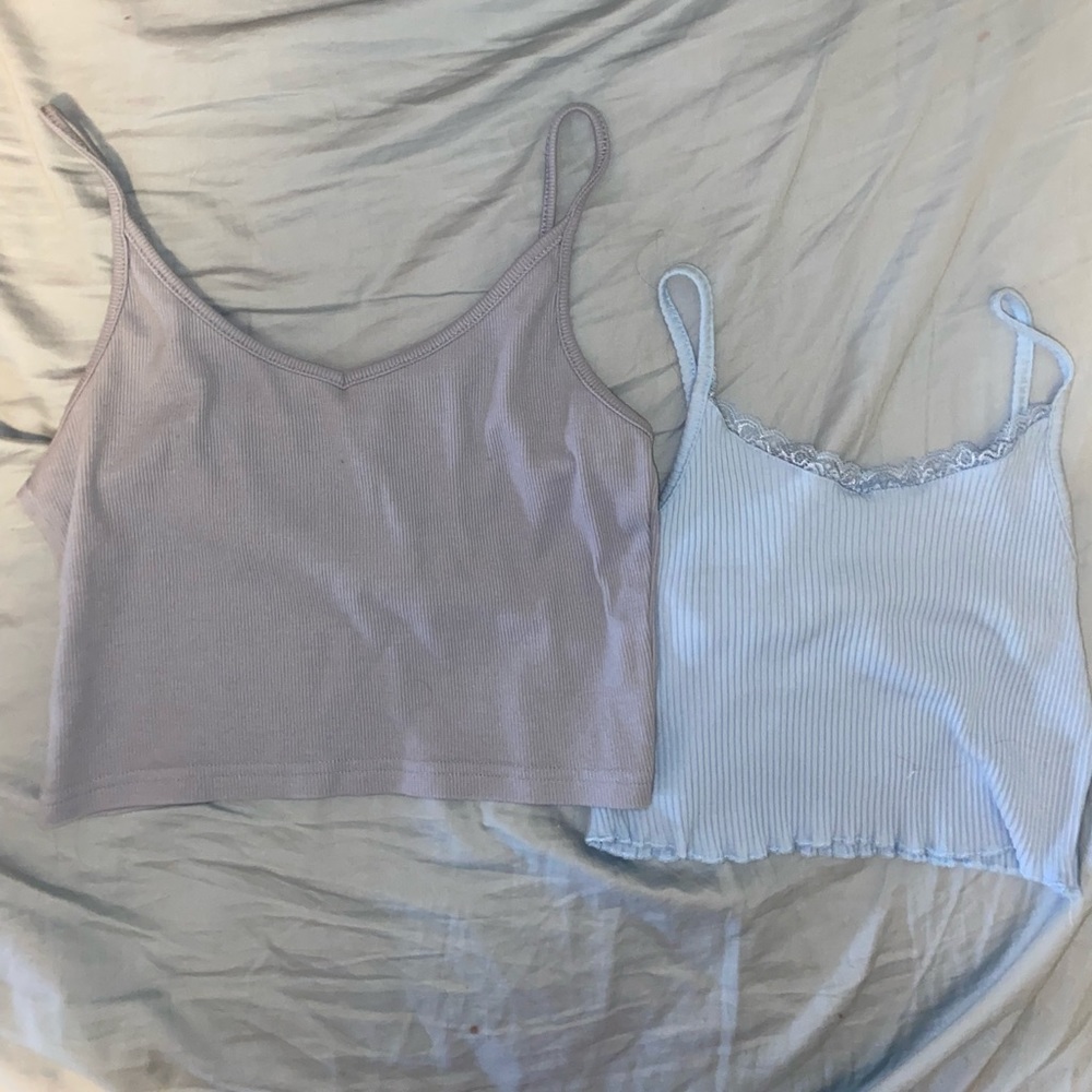 SHEIN two pack baby blue crop top and blue gray cami sizes medium